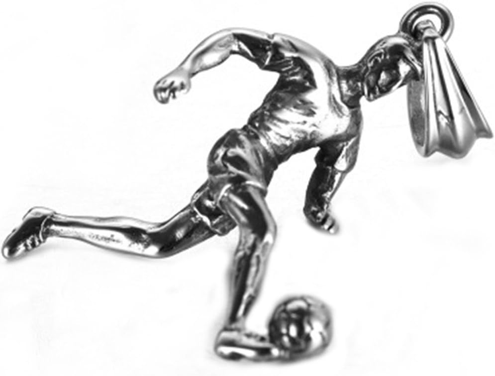 LANCHENEL Men's Sports Football Titanium Steel Pendant Necklaces,Silver