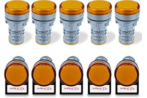 ARLETA Voltage 12V/24V/110V/120V Current 20mA Energy Saving LED Indicator Light Mounting Hole Size 22mm(7/8 Inch) Yellow 10Pcs