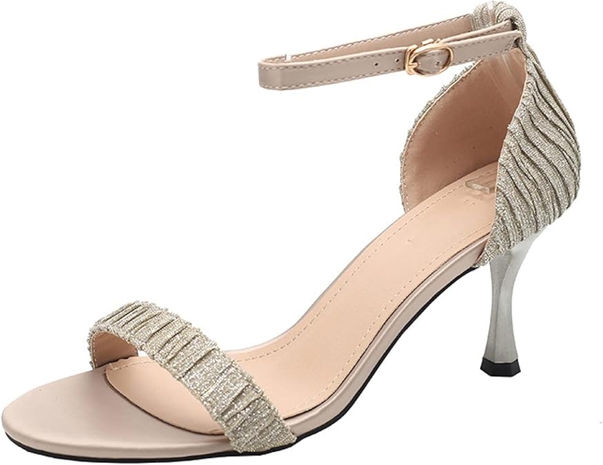 Amazon.com | Women's Open Toe High Heels Sandals Sexy Summer Comfortable Ankle Buckle Fashion 