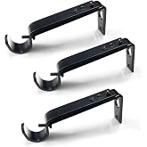IHRDNNR Curtain Rod Holders Heavy Duty Adjustable Rod Brackets for 7/8 or 1 Inch Rods, Set of 3 (Black)