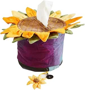 Tejido hecho a mano girasol Cajas de almacenamiento Cubos estantes de