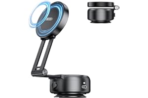 XO SIMPLE IS BEAUTY Vacuum Suction Magnetic Car Phone Holder, Electric Magnetic Car Phone Holder Mount Foldable Adjustable Car Mount for iPhone12-16,Mirror/Glass/Screen/Smooth None Porous Surface (Not Charge Phone)