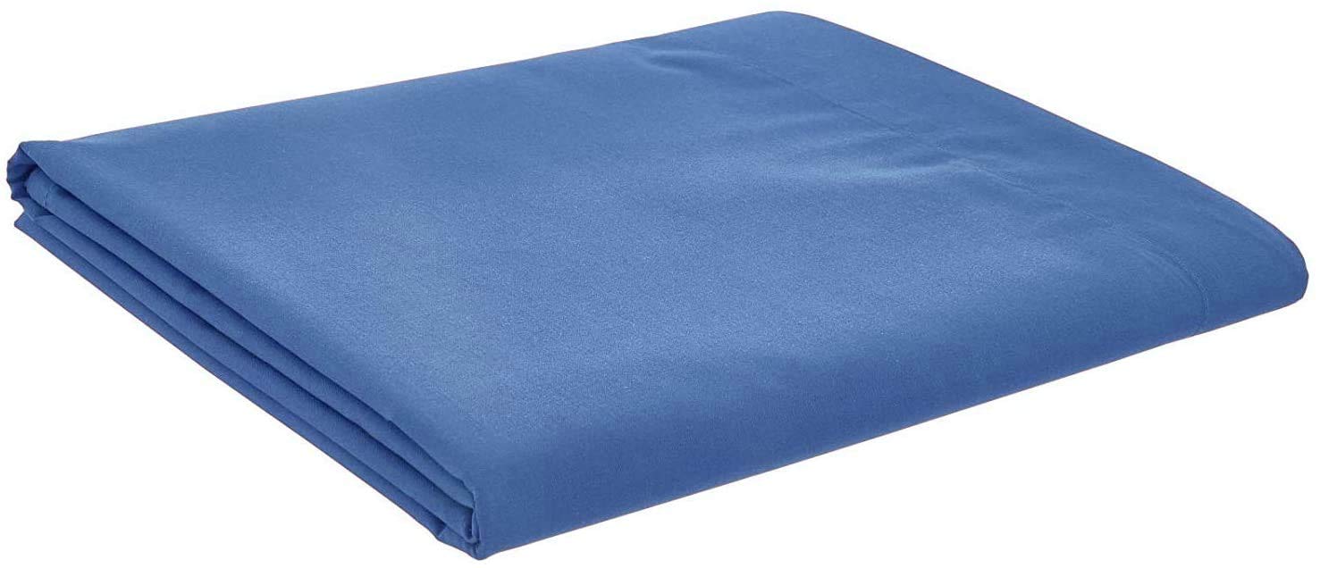 British Home Bedding - Plain Polycotton Percale Flat Bed Sheets - Premium Deluxe Hotel Quality (Mid Blue, Super King)