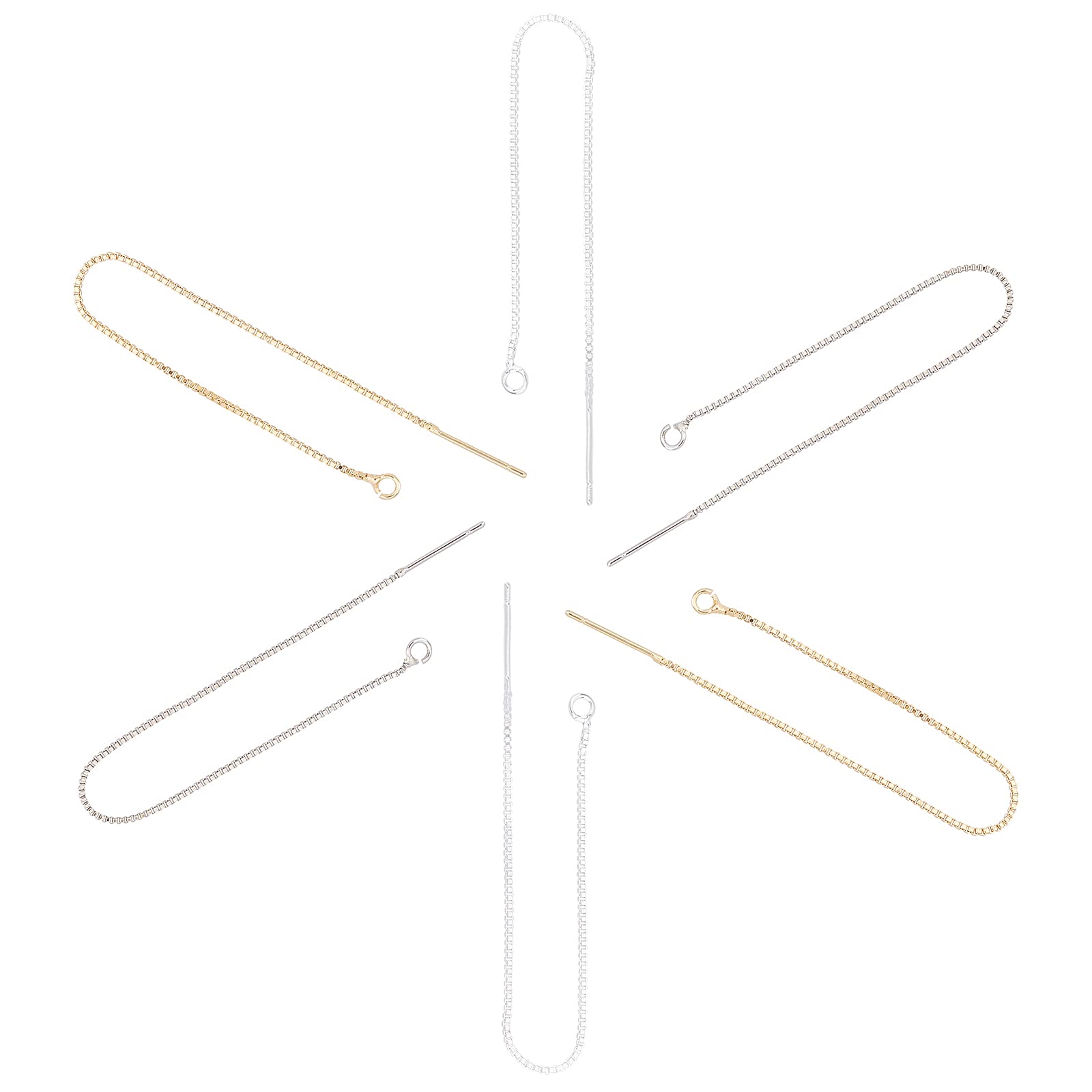 UNICRAFTALE about 12pcs 3 Colors 100mm Long Ear Threads Brass Earrings Thread Dangling Threaded Chain Drop Earring Threader for Women Jewellery Making