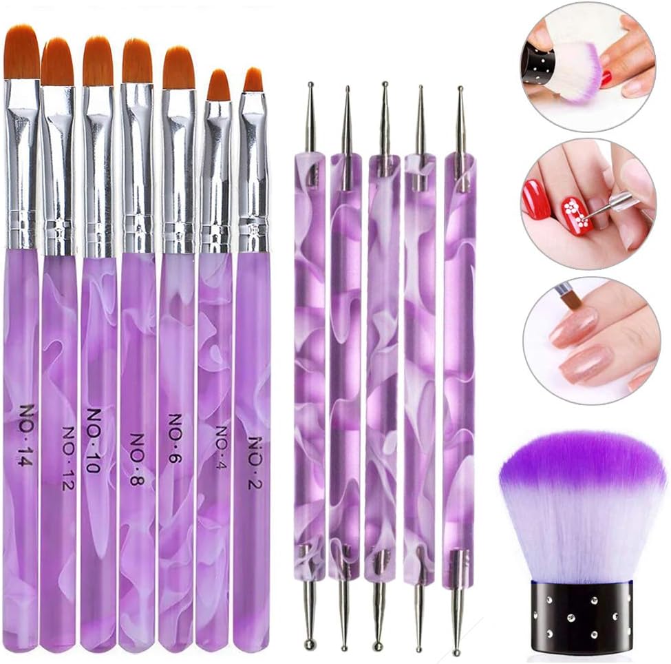 13 PCS Nail Art Brush Set, Mwoot Acrylic UV Gel Nail Art Tips Builder