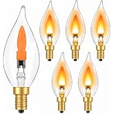 Vicstone E12 Flickering Flame Light Bulbs, Realistic Candle Effect, 2 Modes | 3W LED Candelabra Bulbs for Halloween &amp; Christmas Decorations, Perfect for Chandeliers Room Porches Patios Indoor Outdoor, 6
