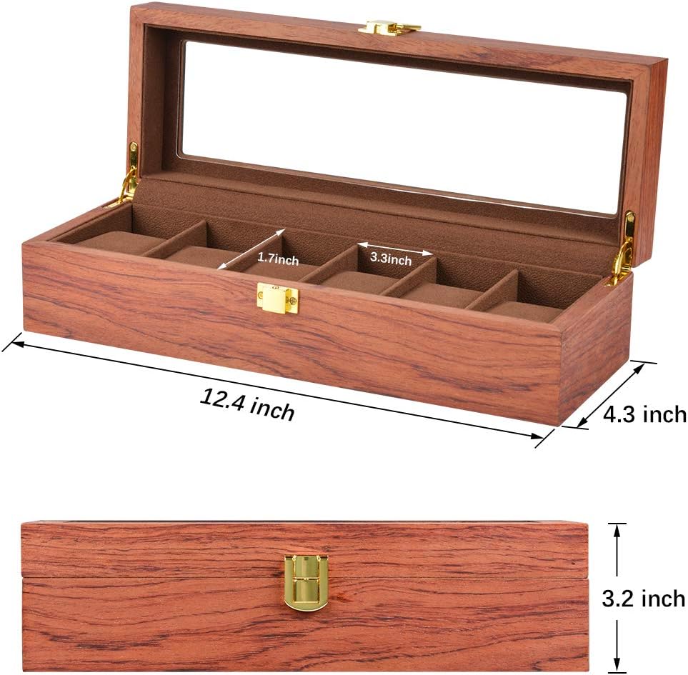 Wooden Paint Watch Box-6 Wide Watch Slots Vintage Watch Box Wooden Watch Box, Metal Buckle Watch Case for Men's Jewelry Flower Pear: Home Improvement