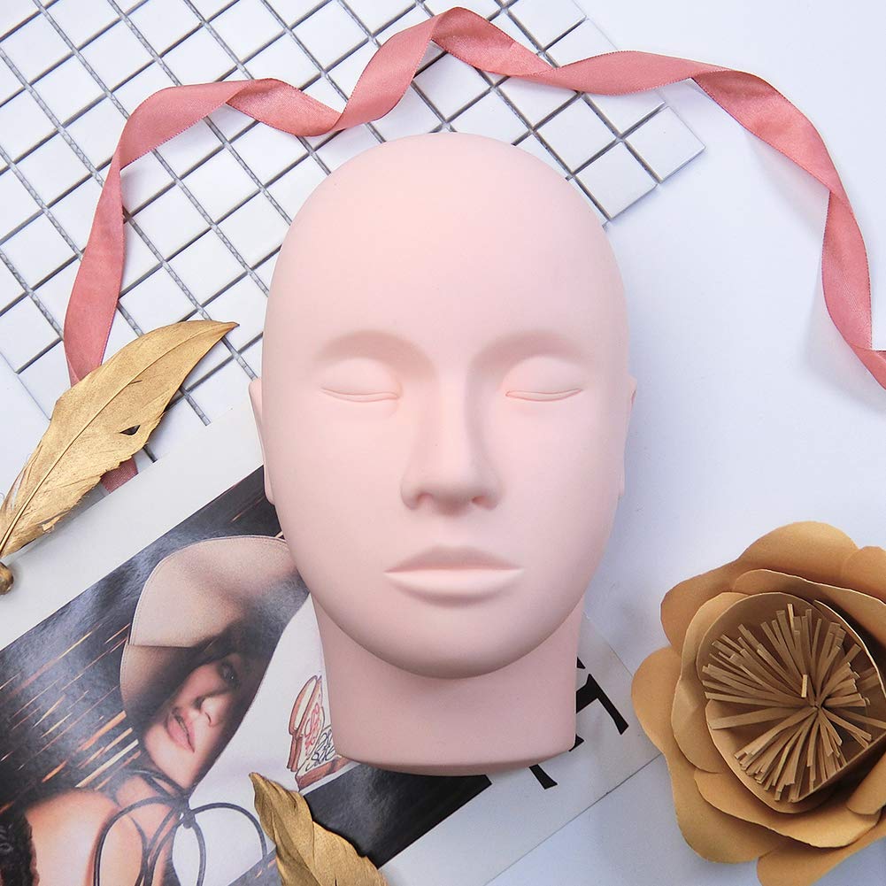 LASHVIEW Eyelash Mannequin head, Rubber Practice Makeup Head, Mannequin Head, Training Head Manikin, Cosmetology Flat Mannequin Head, Make Doll Head, Eyelashes Makeup Mannequin Head : Beauty