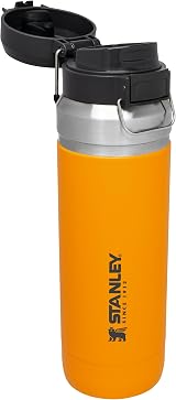 STANLEY 1.06L Quick Flip Stainless Steel Water Bottle Saffron Cold 18h Leakproof view 9