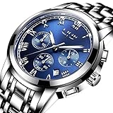 Watch,Mens Watches,Mens Luxury Fashion Stainless Steel Casual Waterproof Chronograph Quartz Wrist Watch