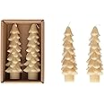 Creative Co-Op Unscented Tree Shaped Taper Candles, Eggnog, Boxed Set of 2, 5"