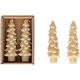 Creative Co-Op Unscented Tree Shaped Taper Candles, Eggnog, Boxed Set of 2, 5"