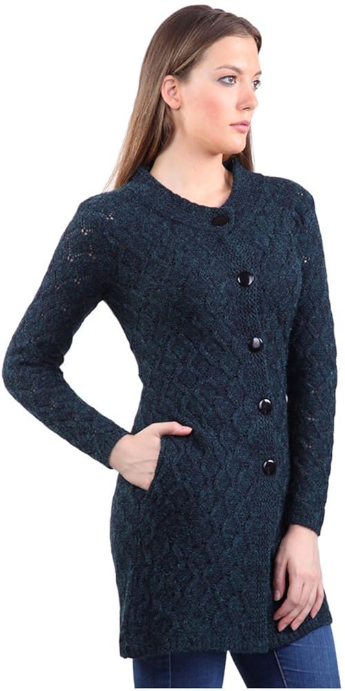 montrex acro wool winter long coat for women, girls (navy blue)