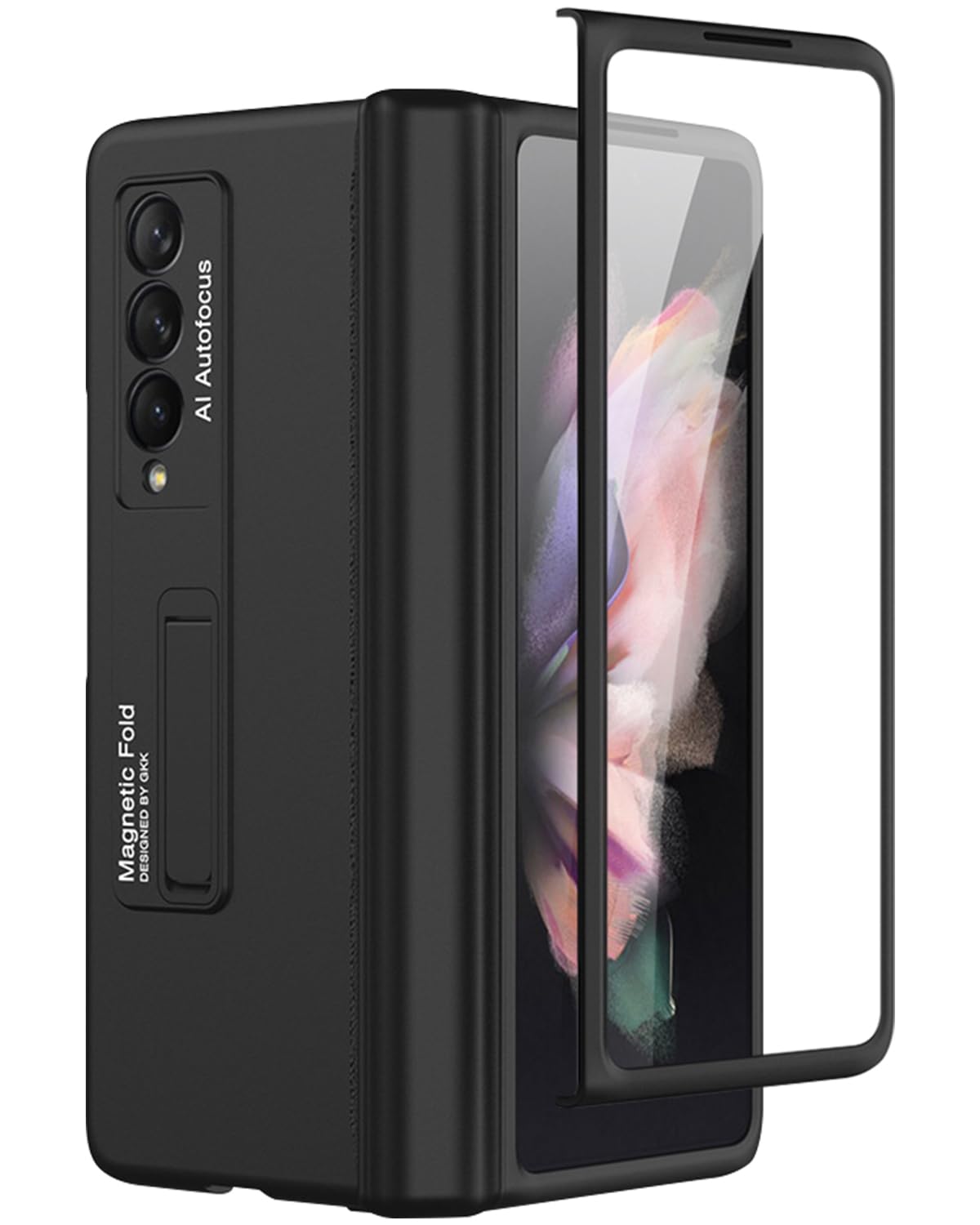 Photo 1 of Miimall Compatible for Samsung Galaxy Z Fold 3 Case with Magnetic Hinge, Ultra-Thin Hard PC Bumper All-Inclusive Anti-Drop Magnetic Suction Cover Case for Samsung Galaxy Z Fold 3 5G 2021 (Black)