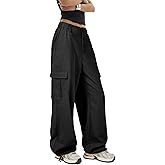 Zando Women's Cargo Pants Baggy Parachute Pants Joggers Y2k Trendy Stretchy High Waist Wide Leg Trousers with Pockets