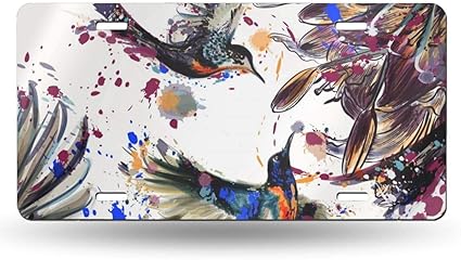 Fieanxi Arte con Flores pájaros y Salpicaduras de Color Placa de