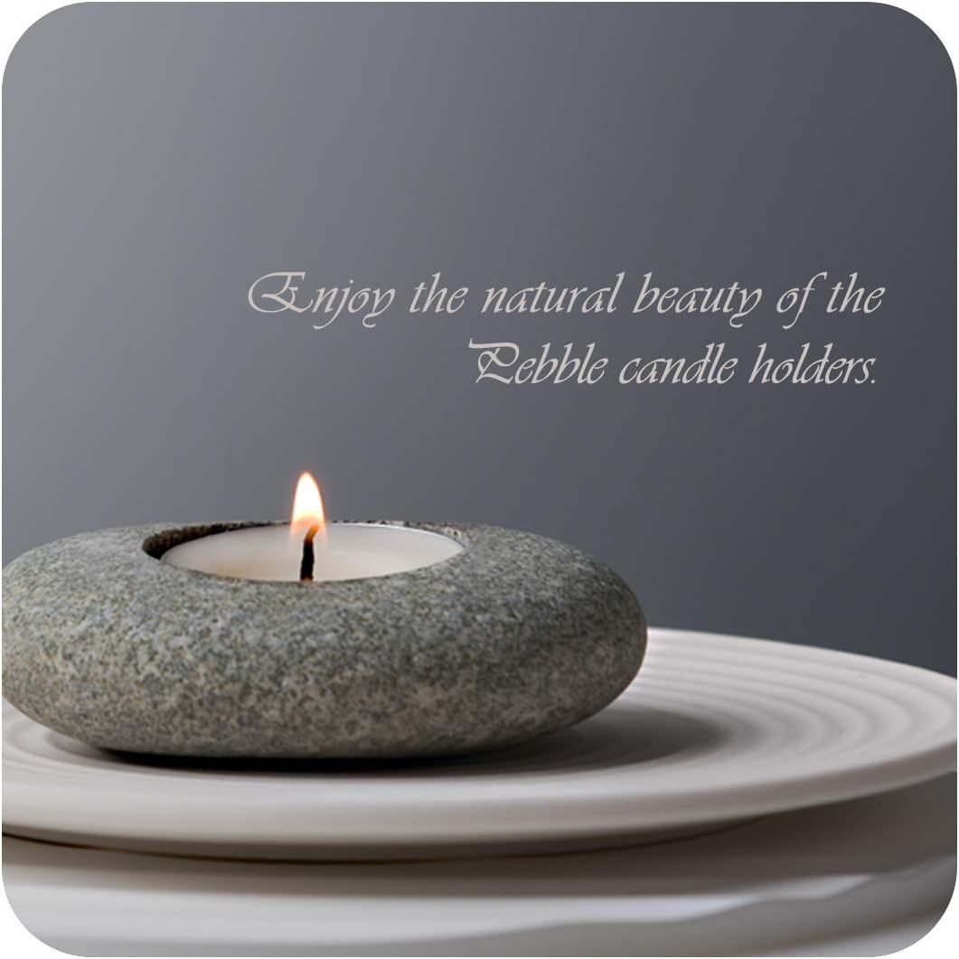 ICNBUYS Handmade Pebble Tea Light Candle Holder Handcrafted Tealight Holder for Zen Garden, Altar, Mantle, Desk, Table, Shelf: Kitchen & Dining