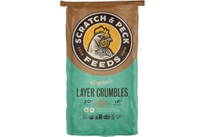 Scratch and Peck Feeds Whole Grain Layer Crumbles Chicken and Duck Feed - 25 lbs Bag - Corn-Free and Soy-Free - 16% Protein, Certified Organic and Non-GMO Project Verified Chicken Food