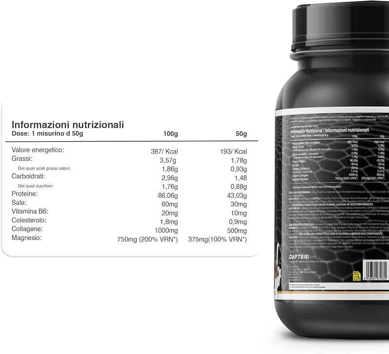 Whey Protein | Proteina Whey pura con Collagene + Magnesio | Migliora i tuoi allenamenti | Protegge e aumenta la massa muscolare | 1000g di proteina (Cioccolato)