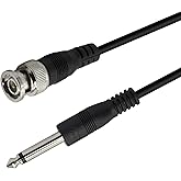 PNGKNYOCN BNC macho a cable de audio macho de 0.250 in de 1/4 pulgadas, conector TS mono de 0.250 in a enchufe BNC, cable de 
