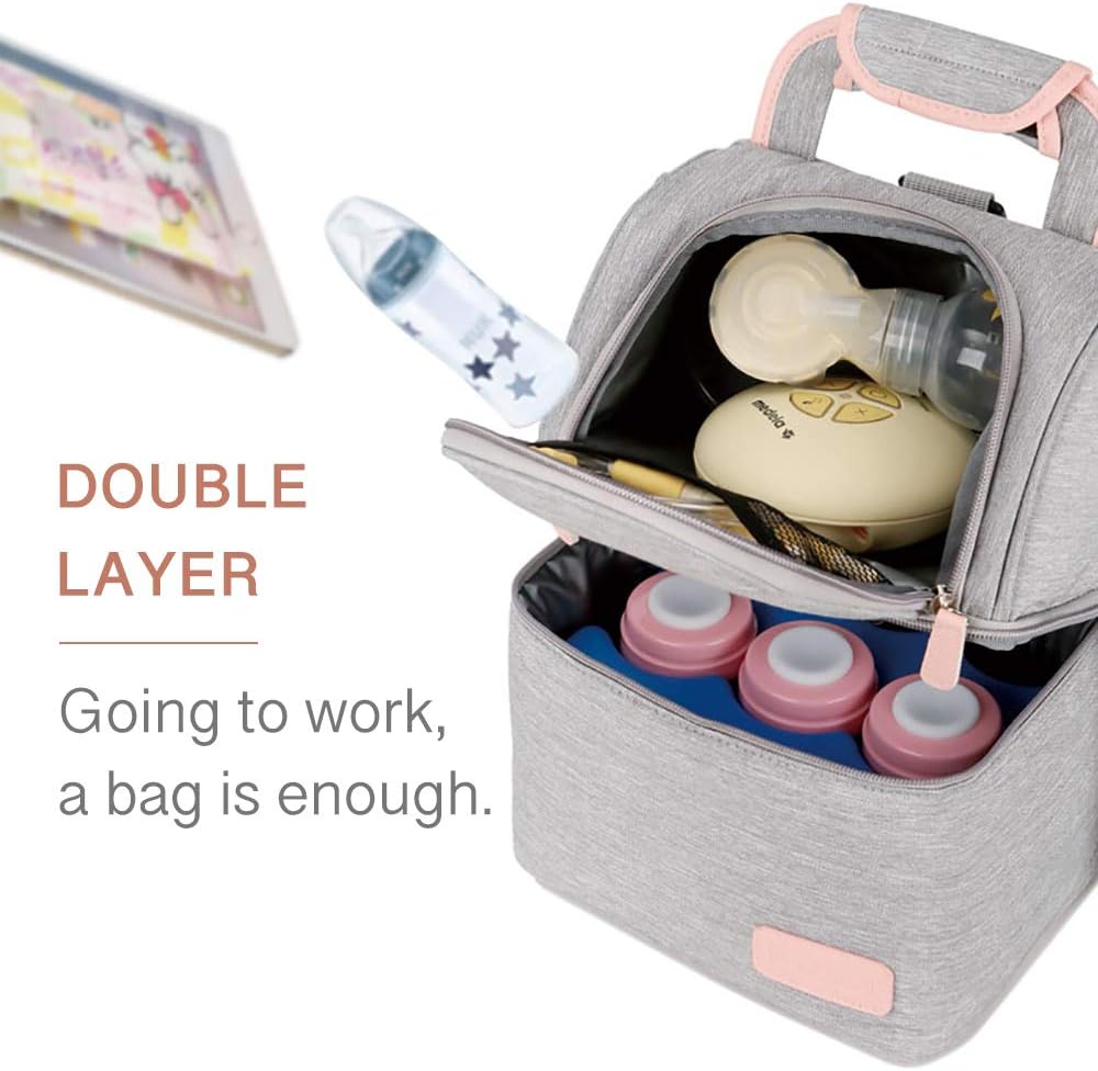 Zyorenc Insulated Bag for Baby Bottle Waterproof Warming Backpack for Breast Milk 2 Ice Cube Box Included (Grey) - Image 3