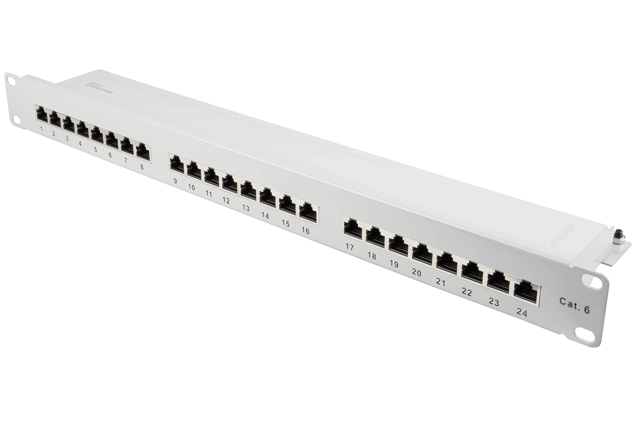 Good Connections® Patch Panel/Patch Panel - 19" - Server Mounting/Rack Mounting - Cat. 6, 500 MHz - GIGABIT Capable - 24-Port - 1U - STP Shielded - Tool-less Opening - Light Grey (RAL7035)