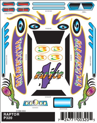 Pinecar Stick-On Decals, Raptor