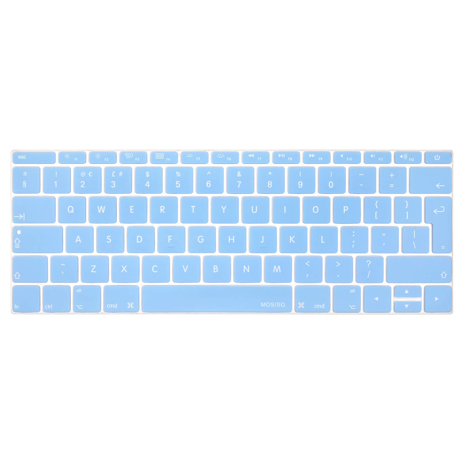 MOSISO Keyboard Cover Protective Skin Compatible with MacBook Pro 13 inch 2017 2016 Release A1708 without Touch Bar & Compatible with MacBook 12 inch A1534 (EU Layout), Airy Blue