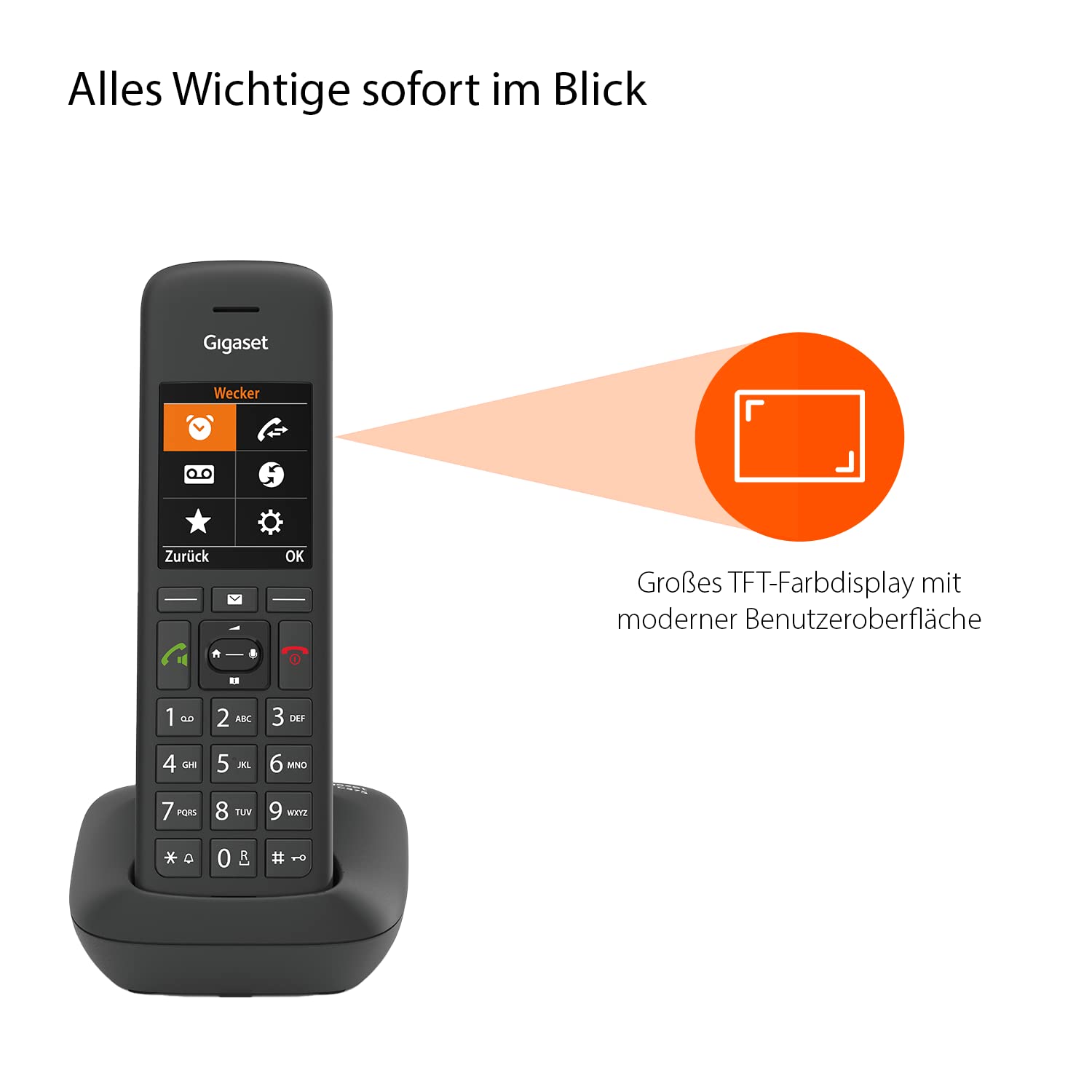 Gigaset C575 - Schnurloses DECT-Telefon - großes Farbdisplay mit moderner Benutzeroberfläche - Adressbuch für 200 Kontakte - Schutz vor unerwünschen Anrufen, schwarz [Deutsche Version]