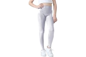 Jinhiteam Girls Metallic Active Leggings Size 4-14 Years Shiny Sparkly Mystique Stretch Ankle Length for Kids Youth Teen