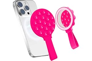 QxbSky for Magsafe Silicone Suction Cup Phone Mount Built-in Mirror for iPhone Hands-Free Cell Phone Accessory Holder for Selfies & Videos (Rose Pink)