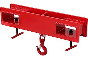 Hasopy Forklift Lifting Hook 1pc, 4400lbs Capacity Forklift Lifting Hoist, Red Forklift Mobile Crane with Swivel Hook and Two Large T-Screws, Hook Forklift Lifting Hoist, Fork Lifting Attachment (2T)