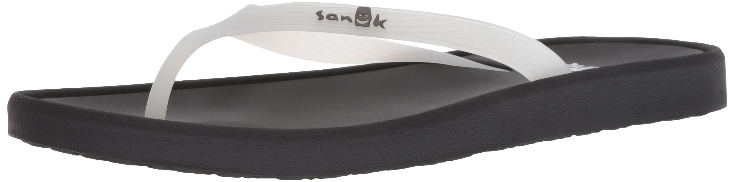 Sanuk Women's Sidewalker Flip-Flop, Black/White, 7