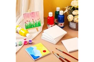10pcs 4x4 Inch Small Canvases for Painting, Mini Canvas Panels, Small Canvas Boards for Oil Painting, Bulk Canvas Boards Suit