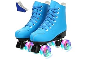 MEIMESH Roller Skates for Women Men Shiny Double Row Four Wheels Roller Skates Womens Roller Skates with Shoes Bag