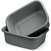 DecorRack 2 Plastic Wash Basins, Large 10 Quart Graduated Bucket, Portable Washbasin for Washing, Cleaning, Foot Bath, Dishes, Face Cleansing Bowl, Gray (2 Pack)