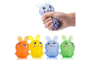 WELLVO 4 Pack Easter Basket Stuffers, Easter Bunny Stress Balls for Kids Adults, Teen Easter Basket Fillers, Easter Toys Stress Relief Fidget Balls ,Easter Basket Ideas Gifts