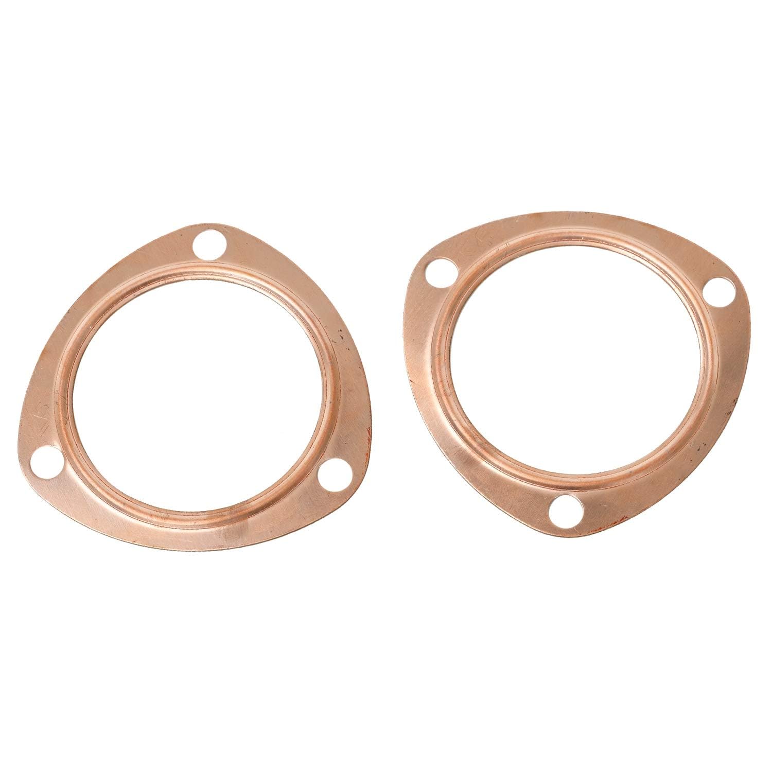 Photo 1 of 2 PCS 3 Inch Copper Header Exhaust Collector Gaskets, Exhaust Gaskets, Durable, Reusable for SBC BBC 302 350 454 383 Exhaust Gaskets (3 Bolt Pattern)