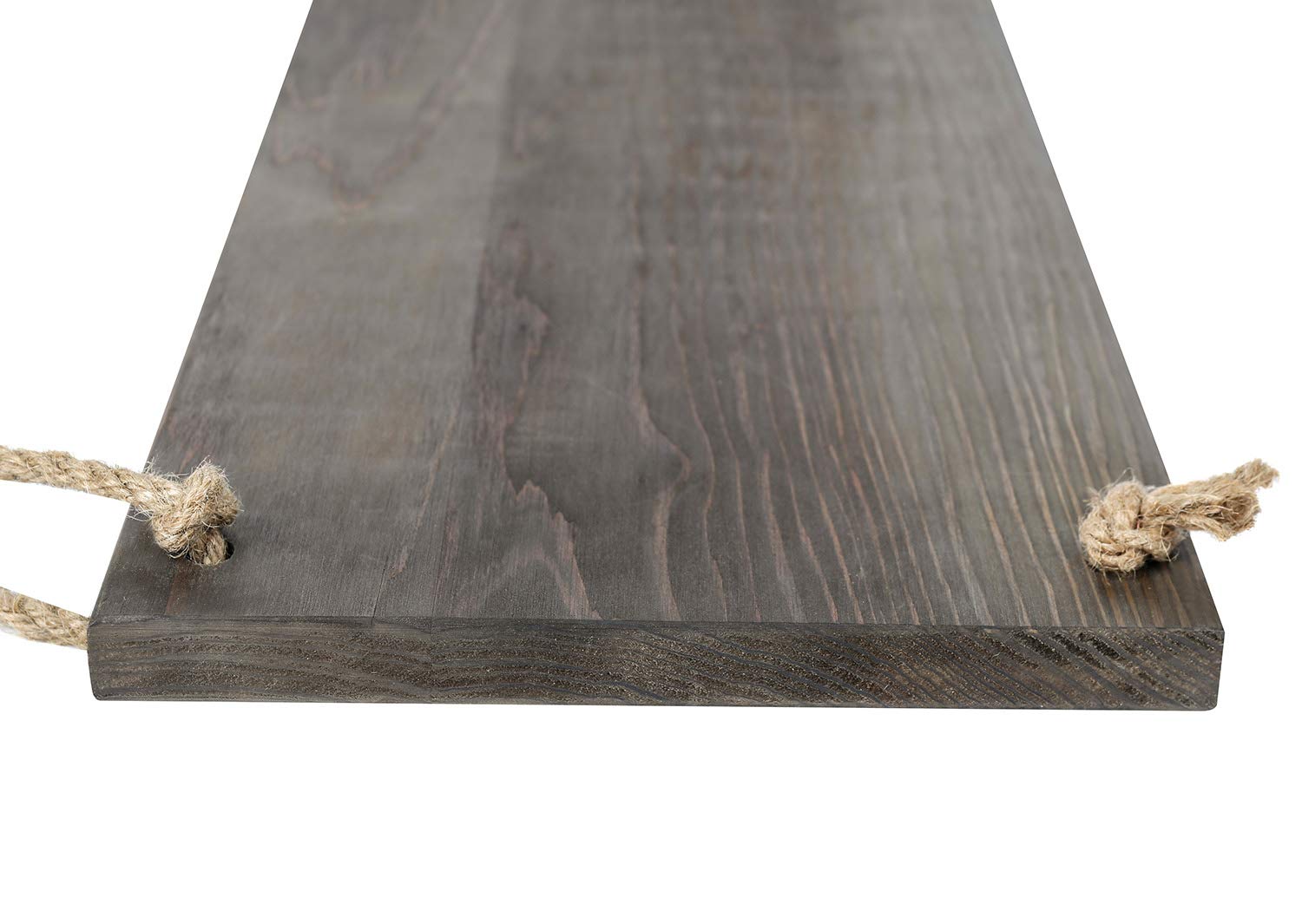 Y&ME Wood Rope Hanging Floating Shelves Set of 2, Rustic Wall Hanging Shelf with 4 Hooks,Wood Hanging Shelf for Living Room Bedroom Bathroom and Kitchen 17\