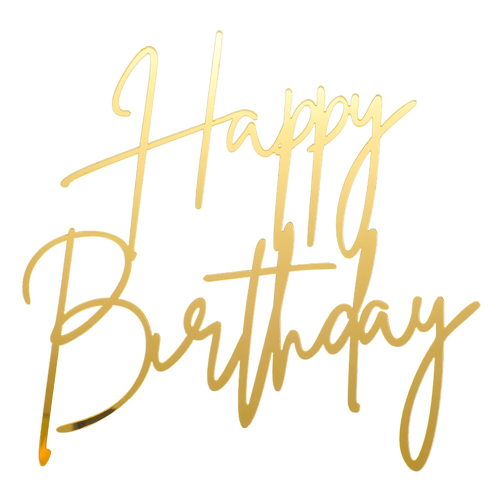 Photo 1 of 1PCS Gold Happy Birthday Cake Topper, Acrylic Happy Birthday Cake Sign Party Decorations Cupcake Toppers for Anniversary, Bridal Shower, Party Desserts Pastries Supplies?