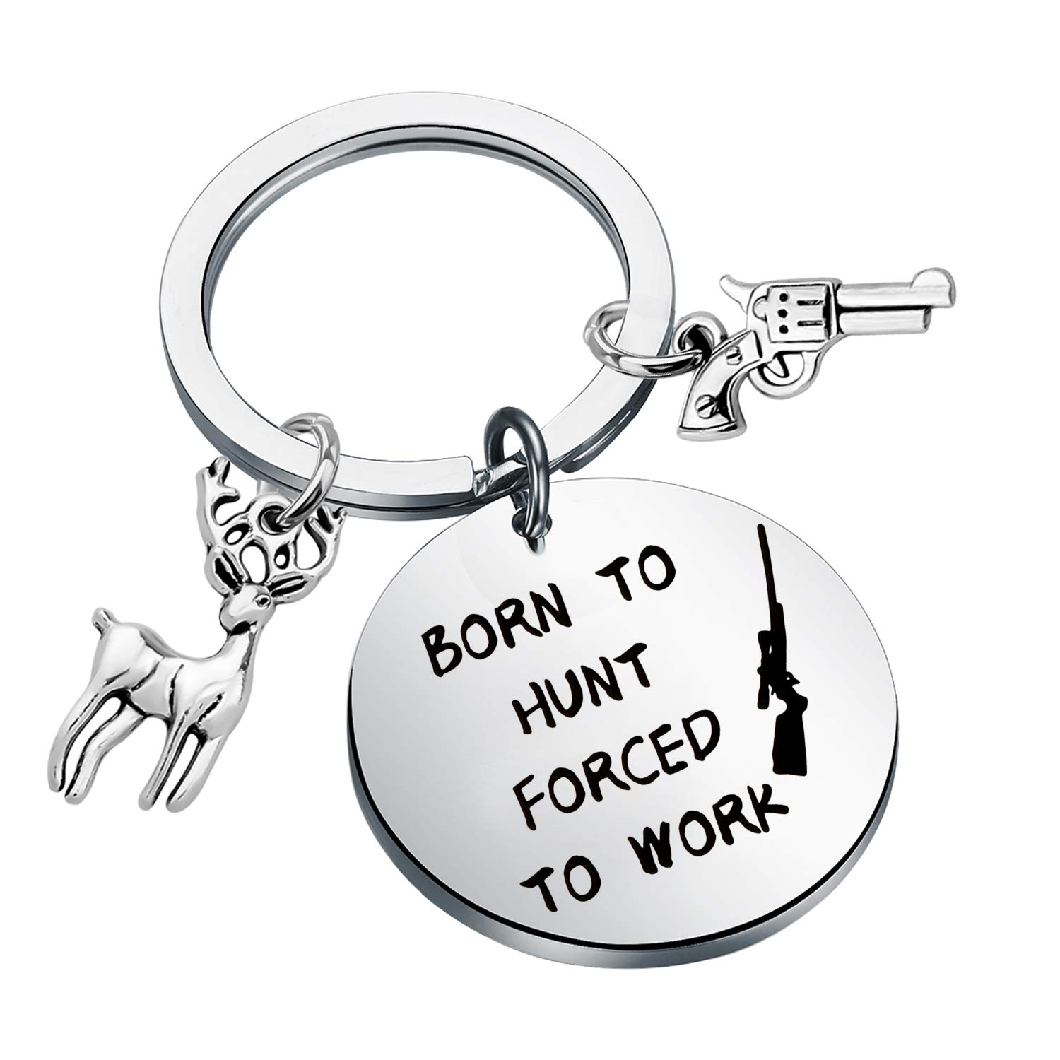 Generic Brands MYSOMY Funny Hunting Jewelry Hunter Gift Born To Hunt Forced To Work Keychain Deer Hunting Lover Jewelry (born to hunt key)