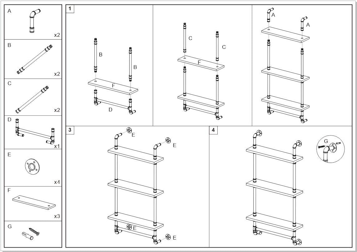 Industrial Pipe Shelf, Rustic Wall Shelf with Towel Bar, 24" Towel Racks for Bathroom, 3-Layer Pipe Shelves Wood Shelf Shelving (3-Layer) - - 