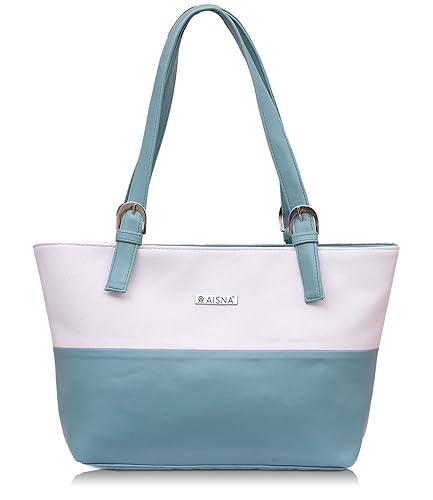 Aisna Casual Womens PU Handbag (ASN-106)(White & Blue)