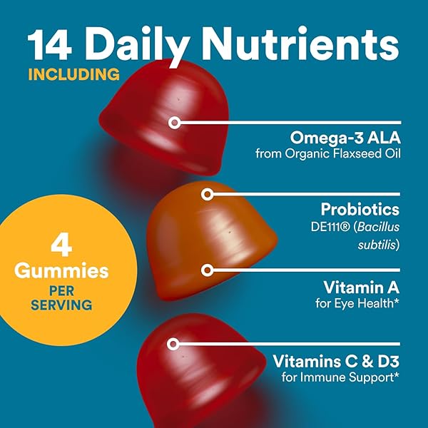 SMARTYPANTS MULTIVITAMIN FOR MEN, ORGANIC GUMMIES: PROBIOTICS, COQ10, METHYLFOLATE, OMEGA 3 (ALA), VITAMIN D3, C, VITAMIN B12, B6, A, K & ZINC FOR IMMUNE SUPPORT, BIOTIN, 120 GUMMIES (30 DAY SUPPLY)