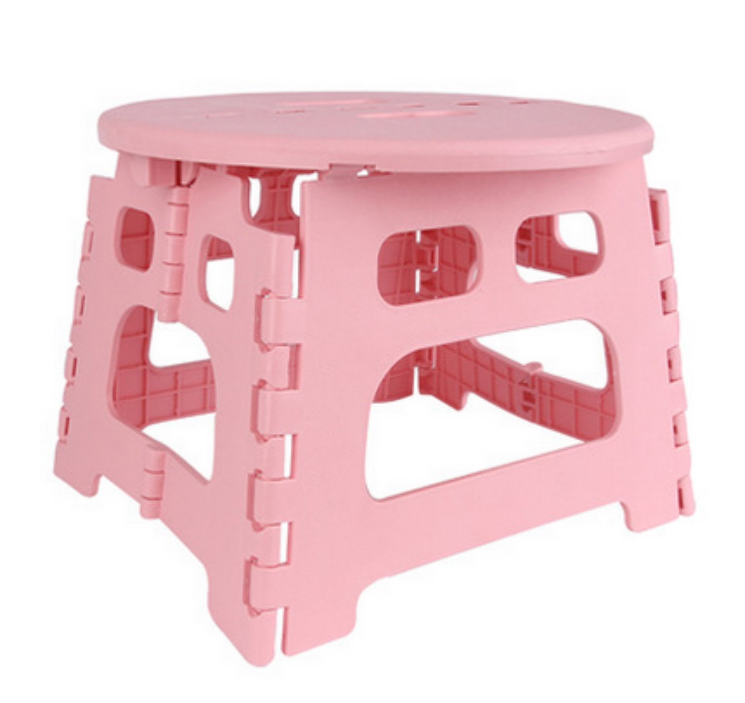 Children Warm House Folding Stool Chair Made of Plastic, up to 80 kg Round Seat Light Pink. Hell Pink
