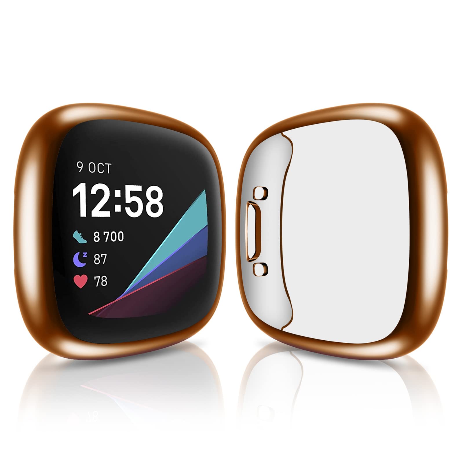 TPU Material Screen Protector Compatible with Fitbit Versa 4 Smartwatch, Full Coverage & Waterproof Replacement Case for Fitbit Versa 4 Watch, Rose Gold