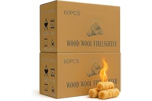 SUNLIFER 120 PCS Fire Starter – Natural Wax & Sawdust Wood Igniters for Grill, Fireplace, Camping Accessories, BBQ, and Cooking – All-Weather, 10 Min Burn