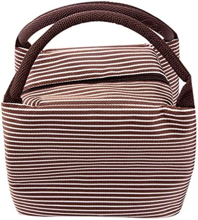 Clearance!! Quistal Fashion Waterproof Oxford Cloth Stripe Lunch Bags Lunch Tote Box Lunch Bag Grocery Bags with Zipper for Men, Women (Brown)