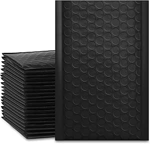 UCGOU Bubble Mailers 4x8 Inch Black 50 Pack Poly Padded Envelopes Small Business Mailing Packages Opaque Self Seal Adhesive Waterproof Boutique Shipping Bags for Jewelry Makeup Supplies #000