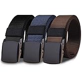 WYuZe 3 Pack Nylon Belts for Men, Metal-free Lightweight Military Belt Web 1.5" Adjustable for Jeans Casual Pants